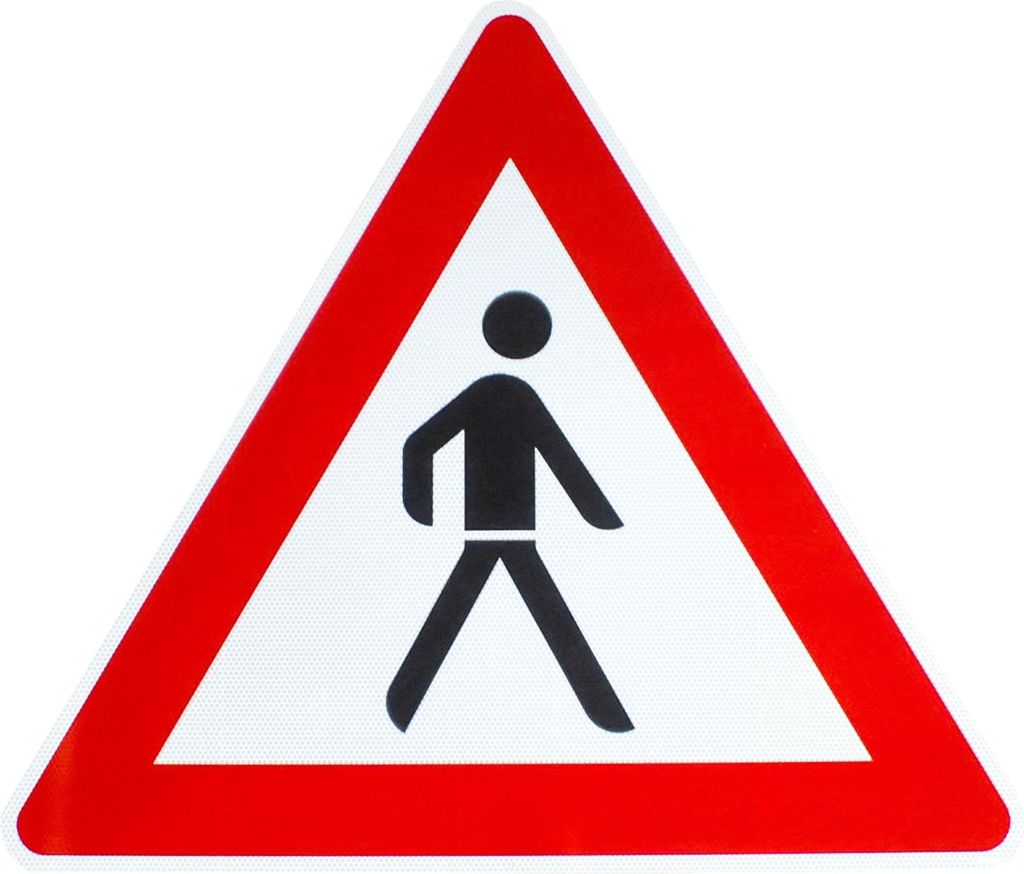 ORIGINAL RA2 Verkehrszeichen Nr. 133-20 Fußgänger, Aufstellung Links 900 mm StVO RAL RSA-21 Verkehrsschild Warnschild Straßenschild Baustellensc...