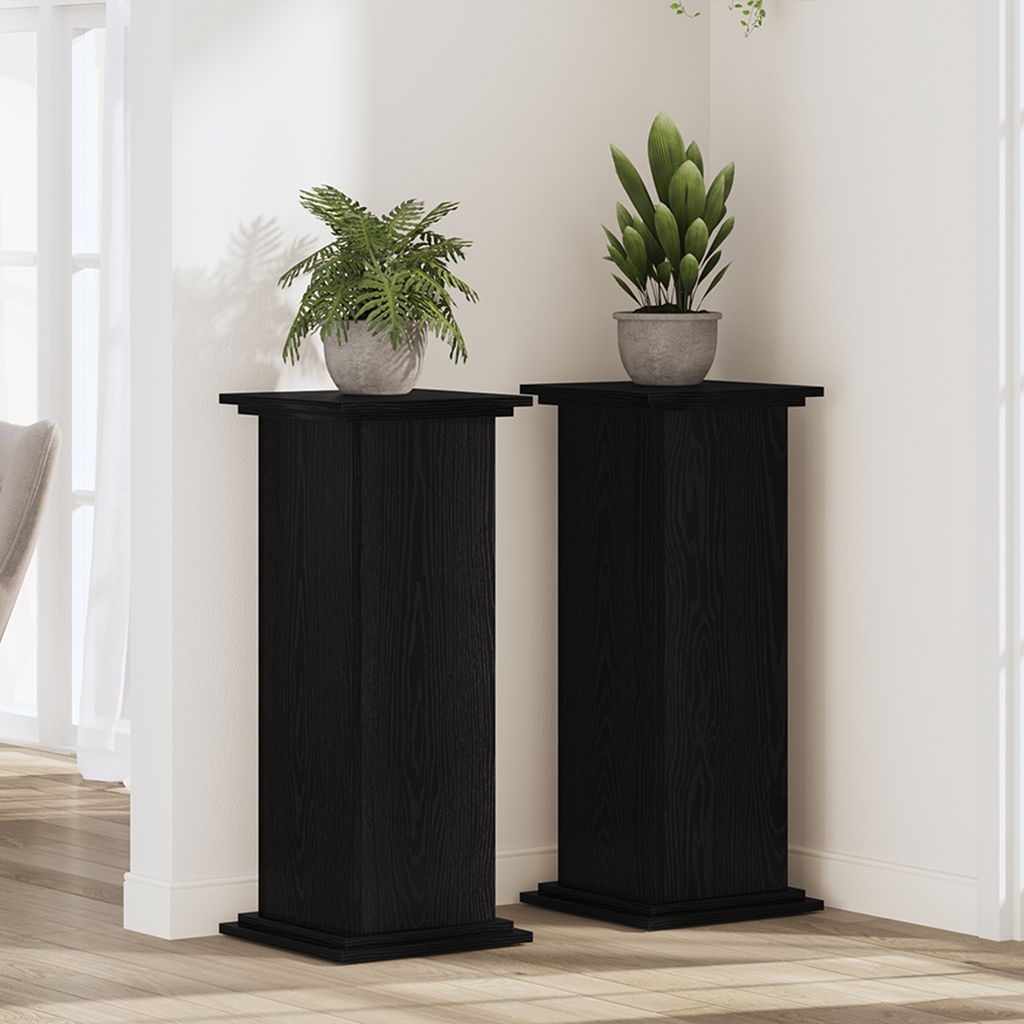 Desgin Pflanzenständer Schwarz Eiche 33x33x80 cm Ingenieurt Holz - Beete 869237