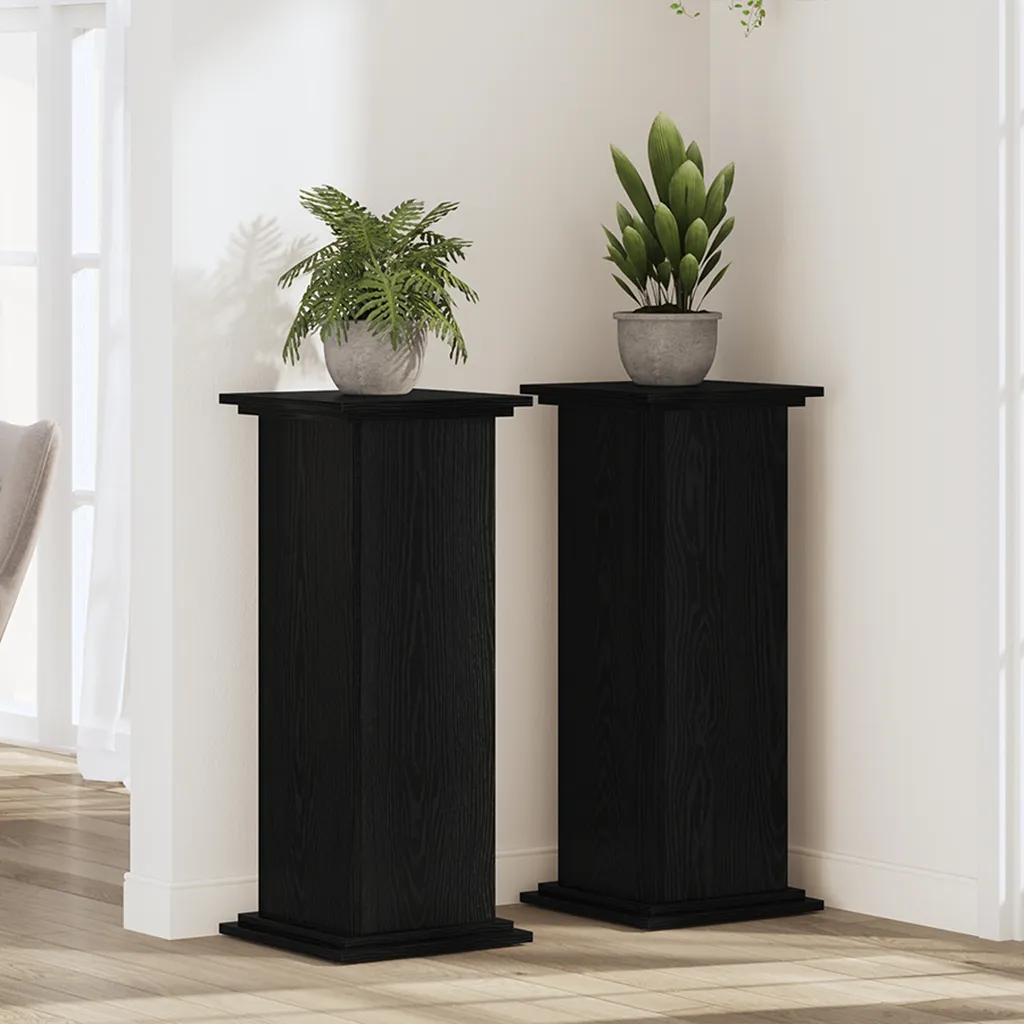 Support pour fleurs intérieur noir chêne 80 cm gain de place