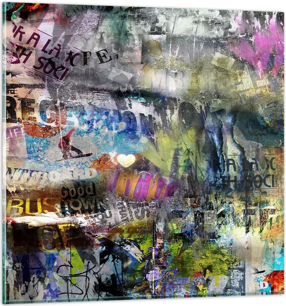Bilder auf glas - Graffiti modern - 50x50cm - Glasbilder - Wandbilder - Kunstdruck - zum Aufhängen bereit - Wanddekoration aus Glas - Glas Bilder ...