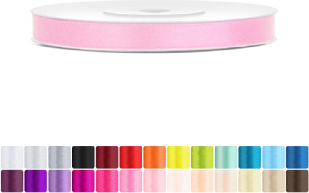 Satinband 6mm Babyrosa - 25 Meter Rolle Geschenk- & Produktbild 