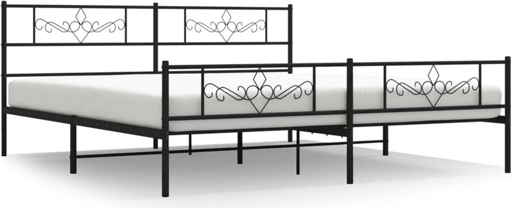 Metallbett ohne Matratze mit Fußteil Schwarz 180x200 cm