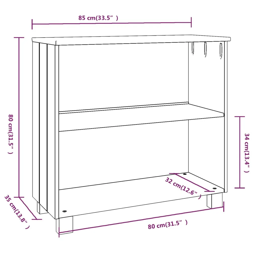 Mobile Contenitore HAMAR 85 cm Pino Massiccio | Arredo Casa Grigio - 6