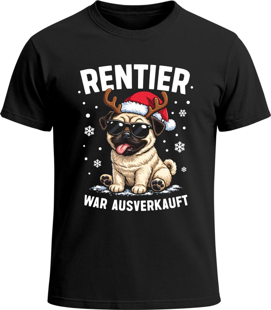 Herren T-Shirt Weihnachten Reniter war t Spruch lustig XMAS Mops Weihnachtsshirt Männer Moonworks