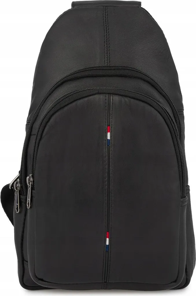 Sac à bandoulière en cuir pour homme - Modèle Urbain à double zip noir
