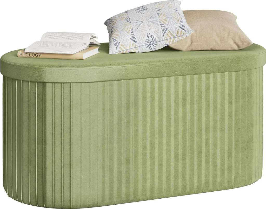 Pouf Repose-Pieds Velours Vert - Solution de Stockage Gain de Place