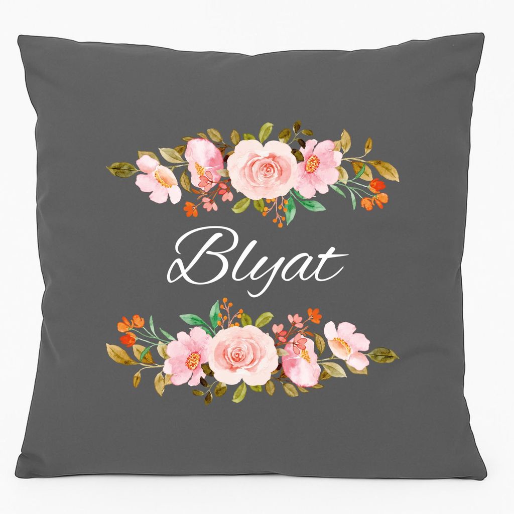 Huuraa Kissen Blyat russisch Blumen 40x40cm mit Füllung Steel Grey Baumwolle Dekokissen Geschenkidee