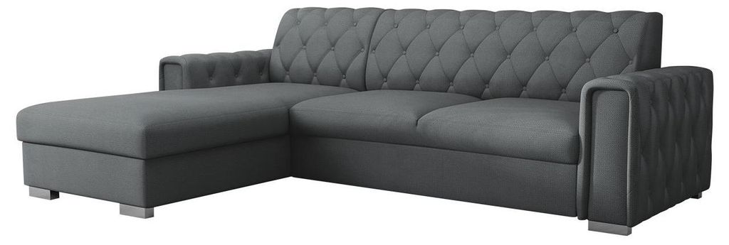 MIRJAN24 Ecksofa Roma mit Bettkasten und Schlaffunktion, Einstellbare Kopfstützen, L-Form (Farbe: Kronos 22, Seite: Links)