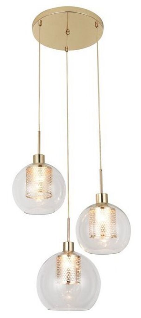 Rabalux 6496 Pendelleuchte 3 Spots Philana, E27, gold, Kugel-rund, Modern, ø450mm