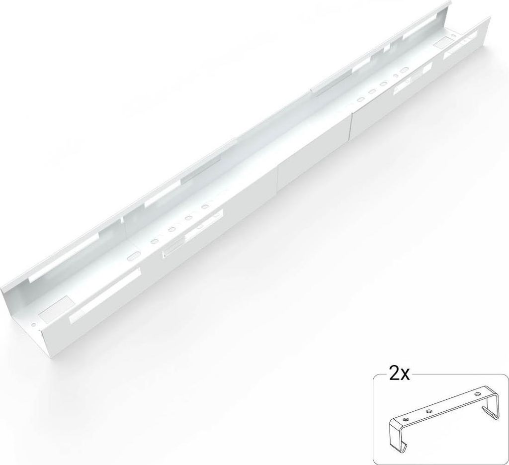 Varioplex ausziehbare Kabelwanne für Schreibtisch, 1100-1700 mm, Kabelmanagement, Weiß