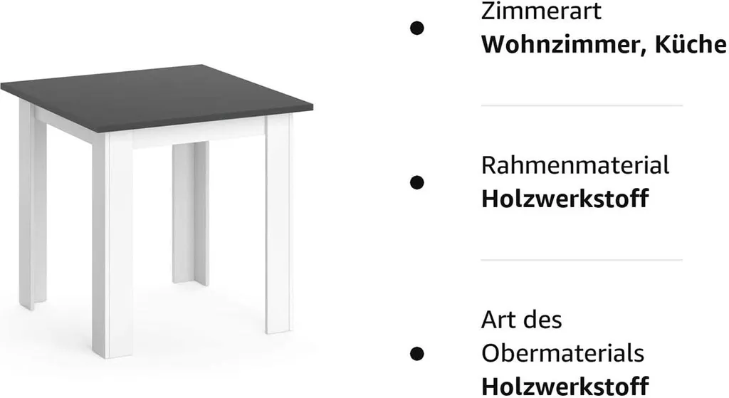 Table de repas anthracite Vicco Karlos 80x80 cm robuste et design mat - 3