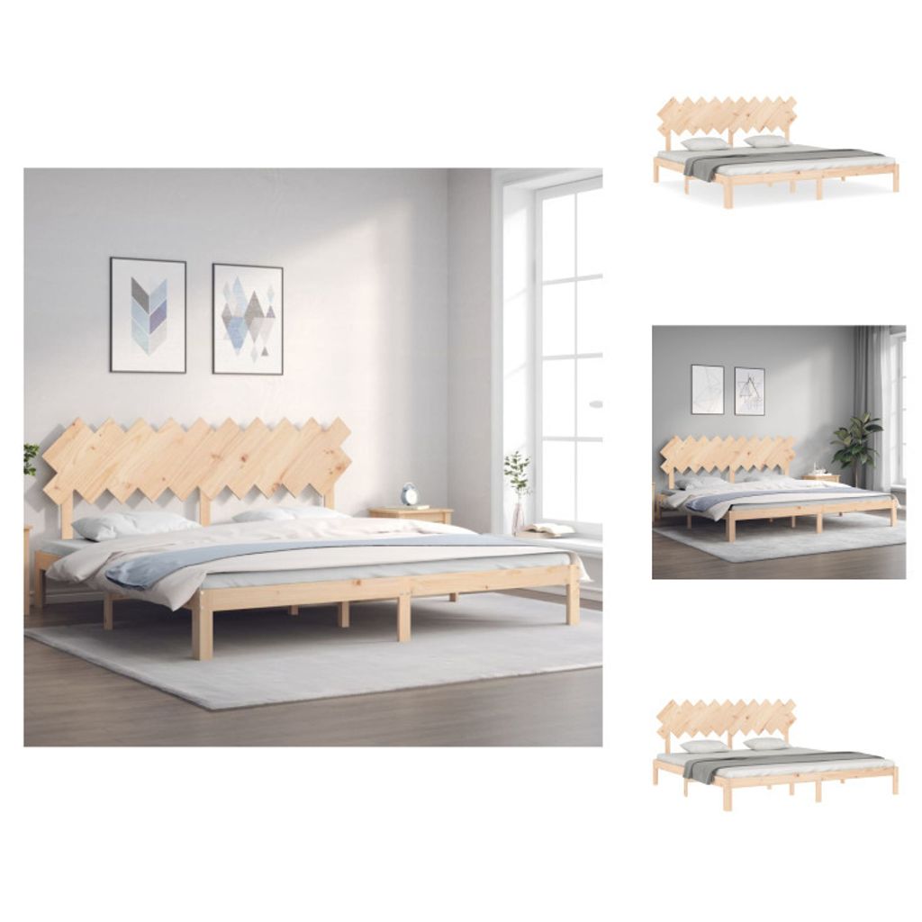 vidaXL Massivholzbett mit Kopfteil 200x200 cm - Betten & Bettgestelle