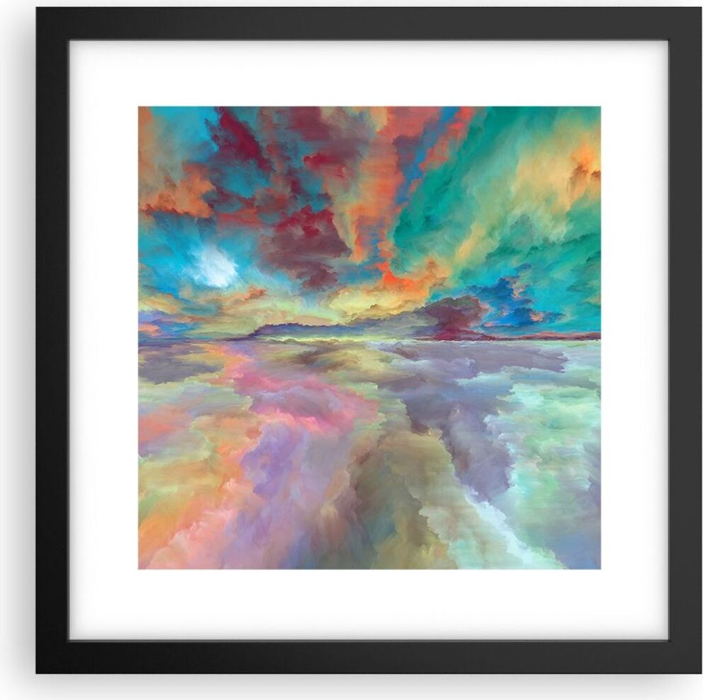 Gerahmtes Poster - Schwarzer Rahmen - Abstraktion modern - 30x30 cm - Wand Bild - Wanddeko - Wandbilder - Kunstposter - Wandposter - Bilderrahmen -...