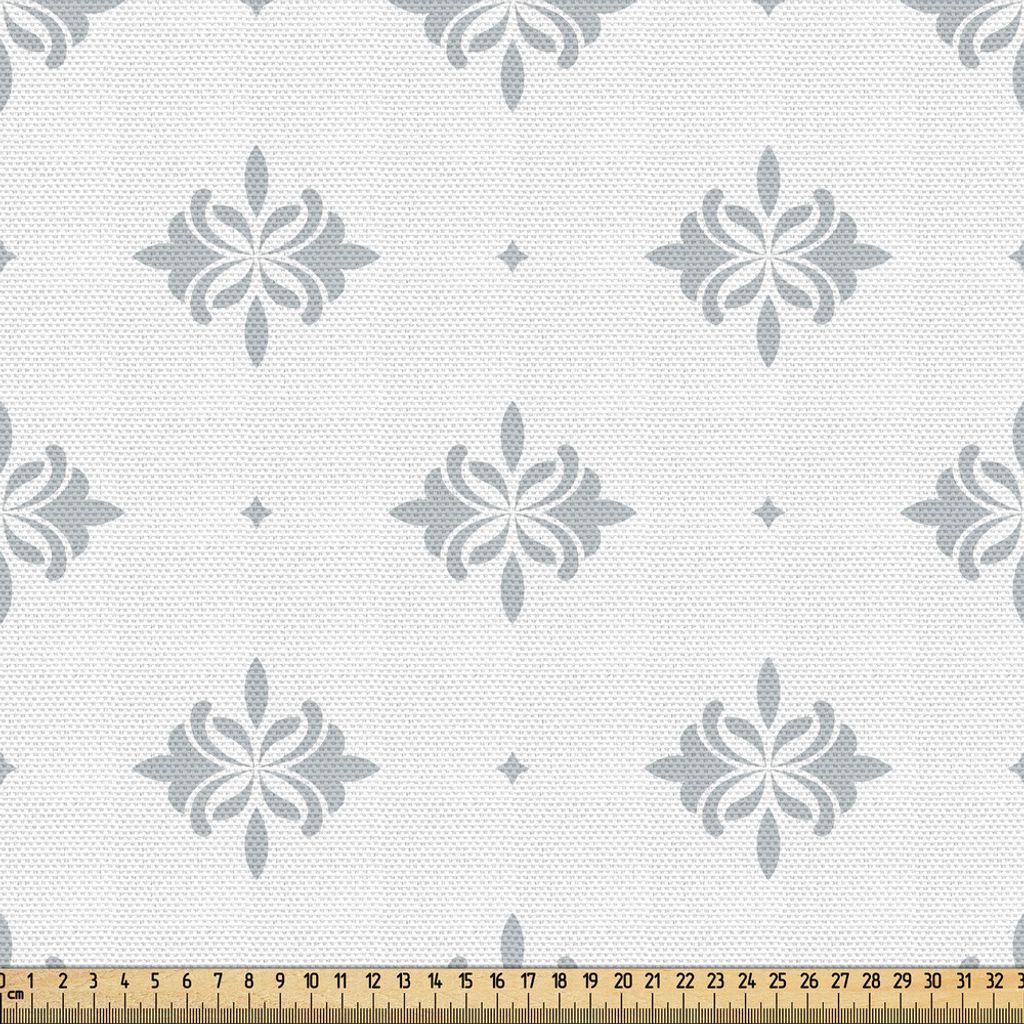 ABAKUHAUS Damast Gewebe als Meterware, Geometrische Einfach Little Star und Barock Wiederholung Drucke, 3 M (148 x 300 cm), Pale Purpleblue Weiß