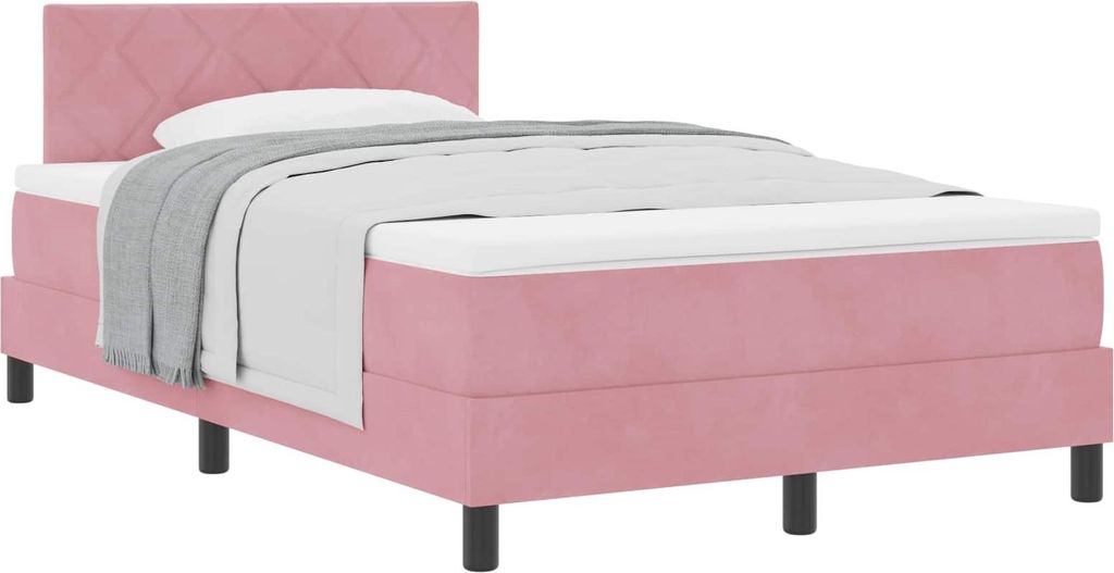Boxspringbett mit Matratze mit Kopfteil Rosa 120 x 200 cm Samt