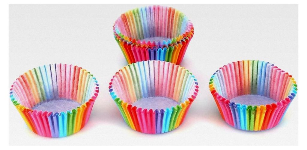 Papier Muffinförmchen, Cupcake Wrapper, 100 Stück Regenbogen Papierförmchen