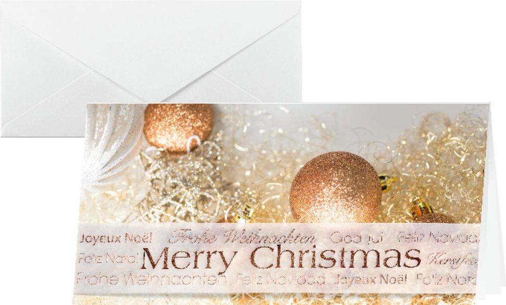 sigel Weihnachtskarte "Christmas Glitter" DIN Lang (2/3 A4) 10 Karten + 10 Umschläge