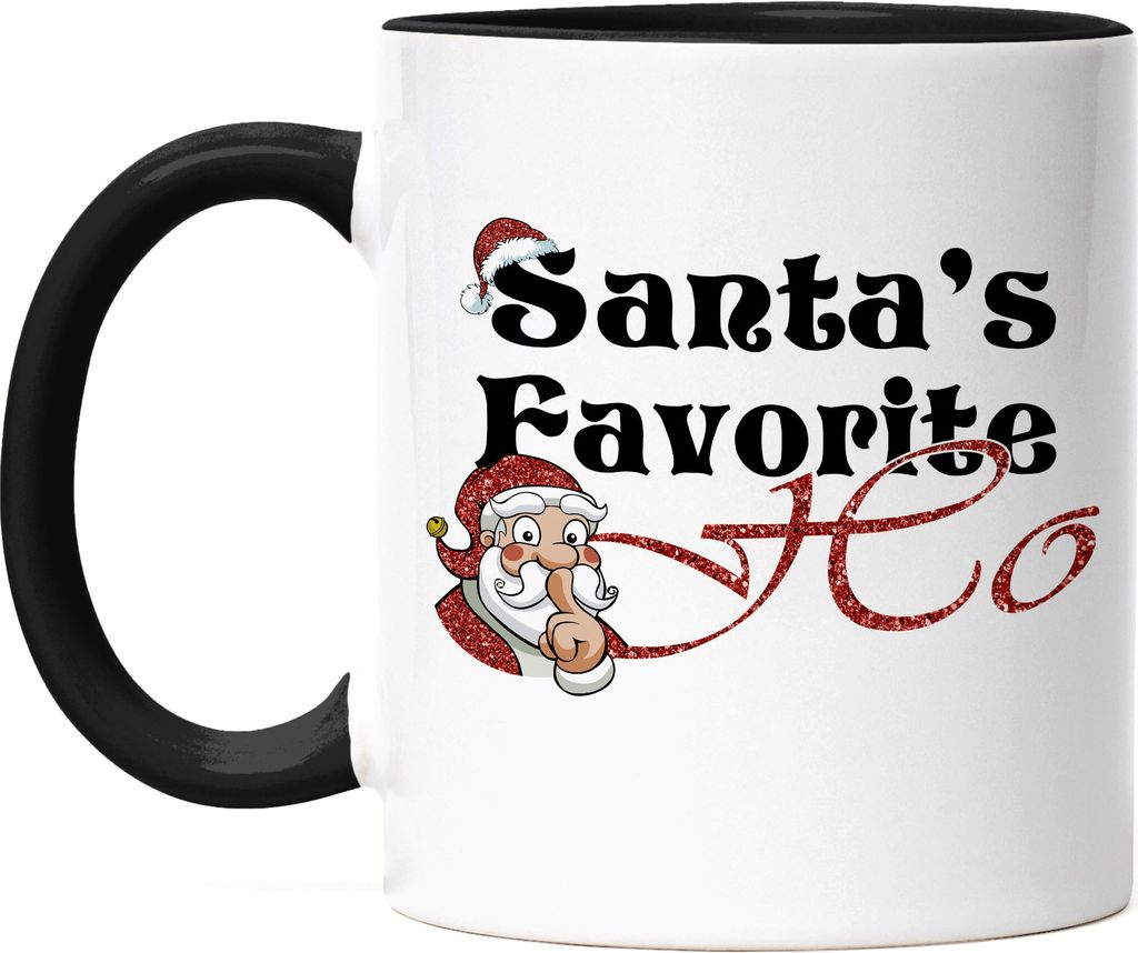 Santa's Favorite Ho Tasse Schwarz Geschenkidee Liebe Freundin Freund Schlüpfrig Humor Hoe Motiv für Weihnachten