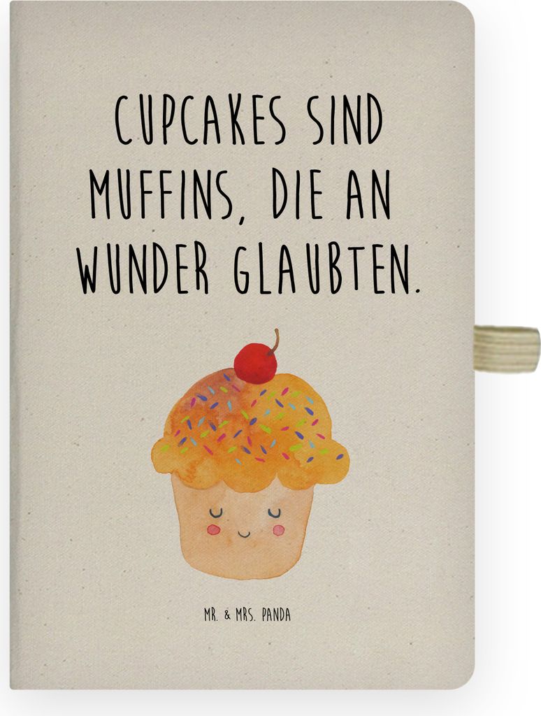 Mr. & Mrs. Panda Tagebuch Cupcake - Transparent - Geschenk, Cupcakes, notizbuch, a4, Muffin, Küche Deko, Spruch, Journal, Kladde, Motivation Sprü...