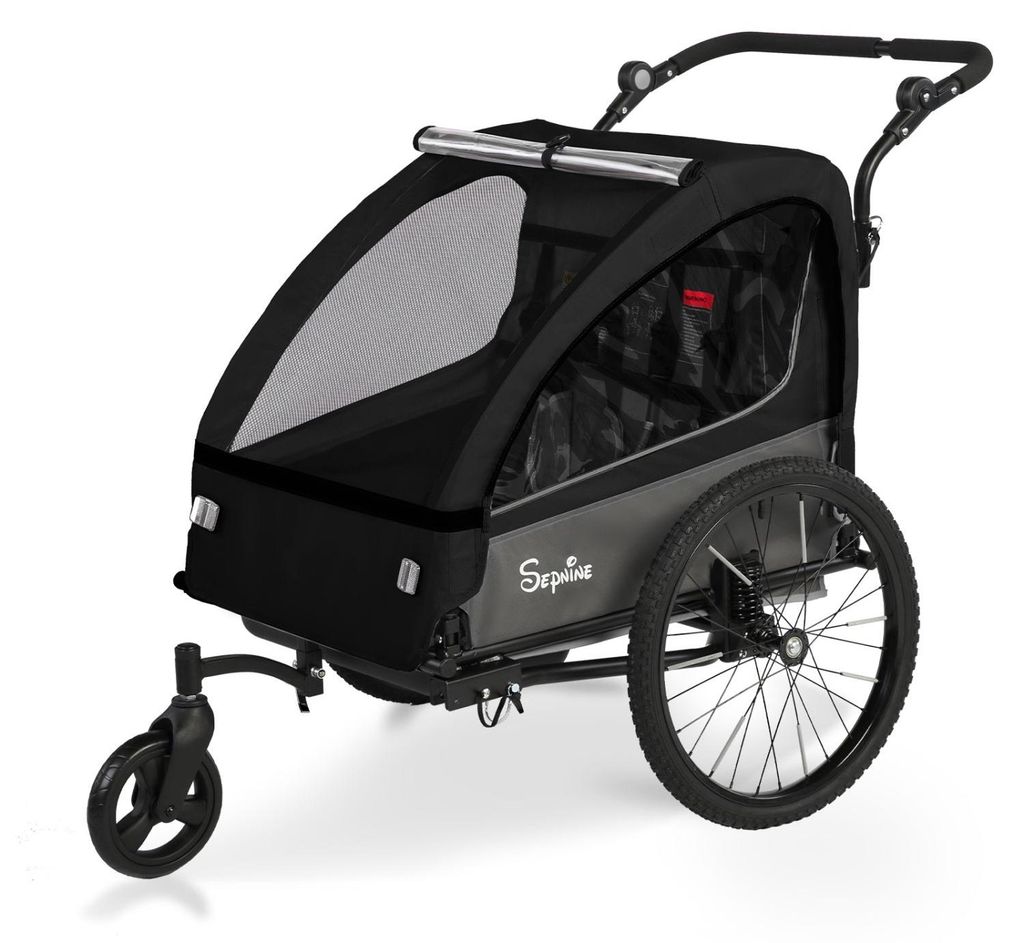 Sepnine BT920 Kinder-Fahrradanhänger – 2 Kinder, Faltbar - Schwarz