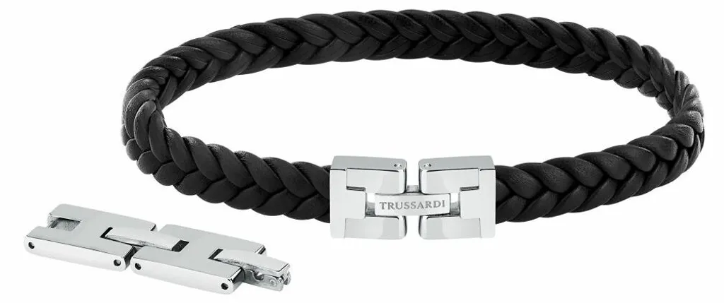 Bracelet T-Leather en cuir noir souple TJAXV19 avec boucle en acier