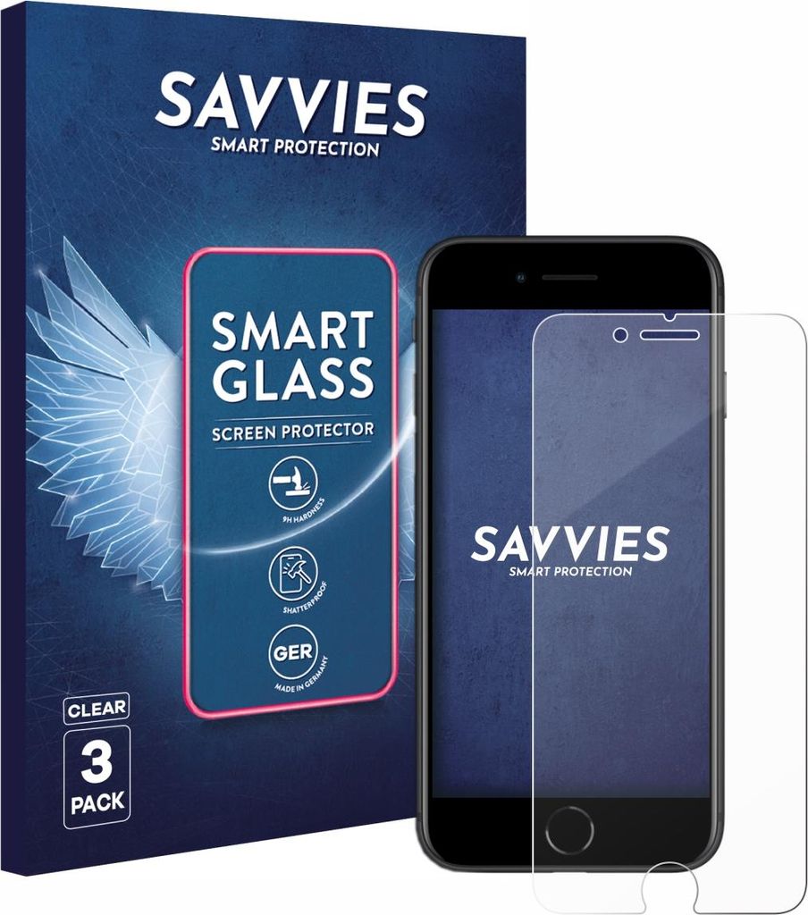 3x Savvies Schutzglas Folie für Apple iPhone SE 2 / SE 3 9H Panzer Schutzfolie Glas Displayschutz klar transparent