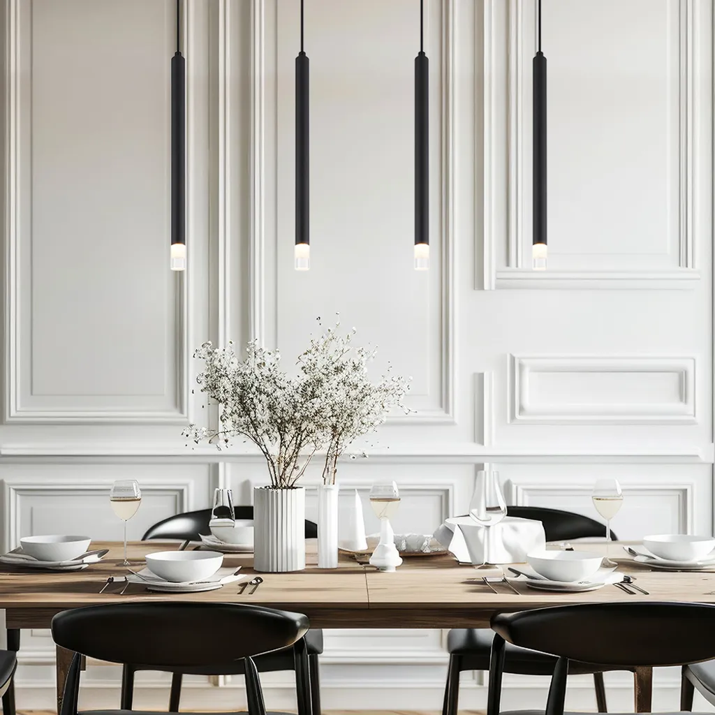 Luminaire de plafond noir 4 lampes 76 cm pour îlot de cuisine