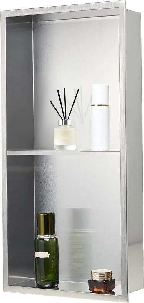 Niche de douche contre calcaire et rouille étagère murale inox argent