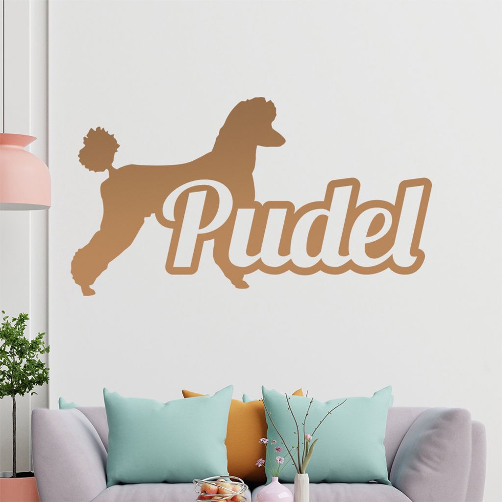 KIWISTAR Pudel mit Name Schrift Silhouette Wandtattoo in 6 Größen - Wandaufkleber Wall Sticker - Dekoration, Küche, Wohnzimmer, Schlafzimmer, Ba...