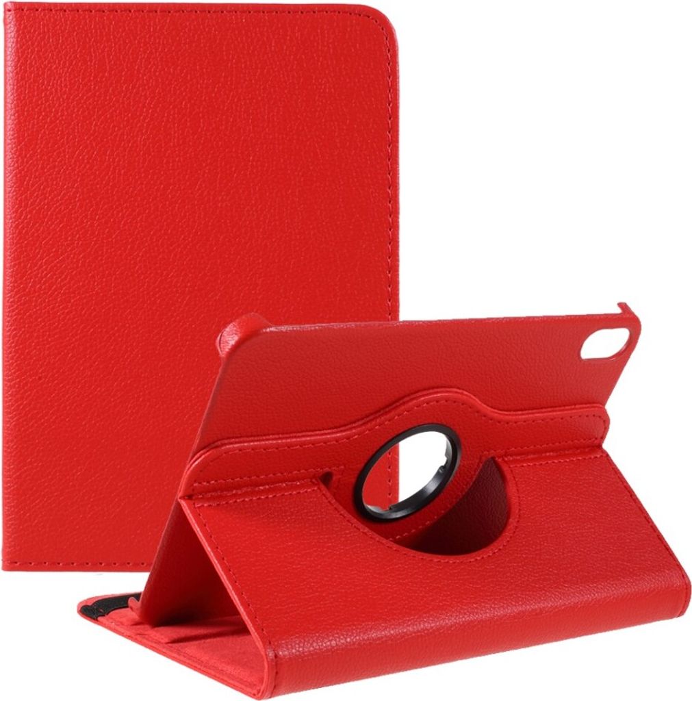 Peachy Um 360 Grad drehbares Bücherregal aus veganem Leder, Kompatibel mit iPad mini 6 2021 und iPad mini 7 2024 - rot