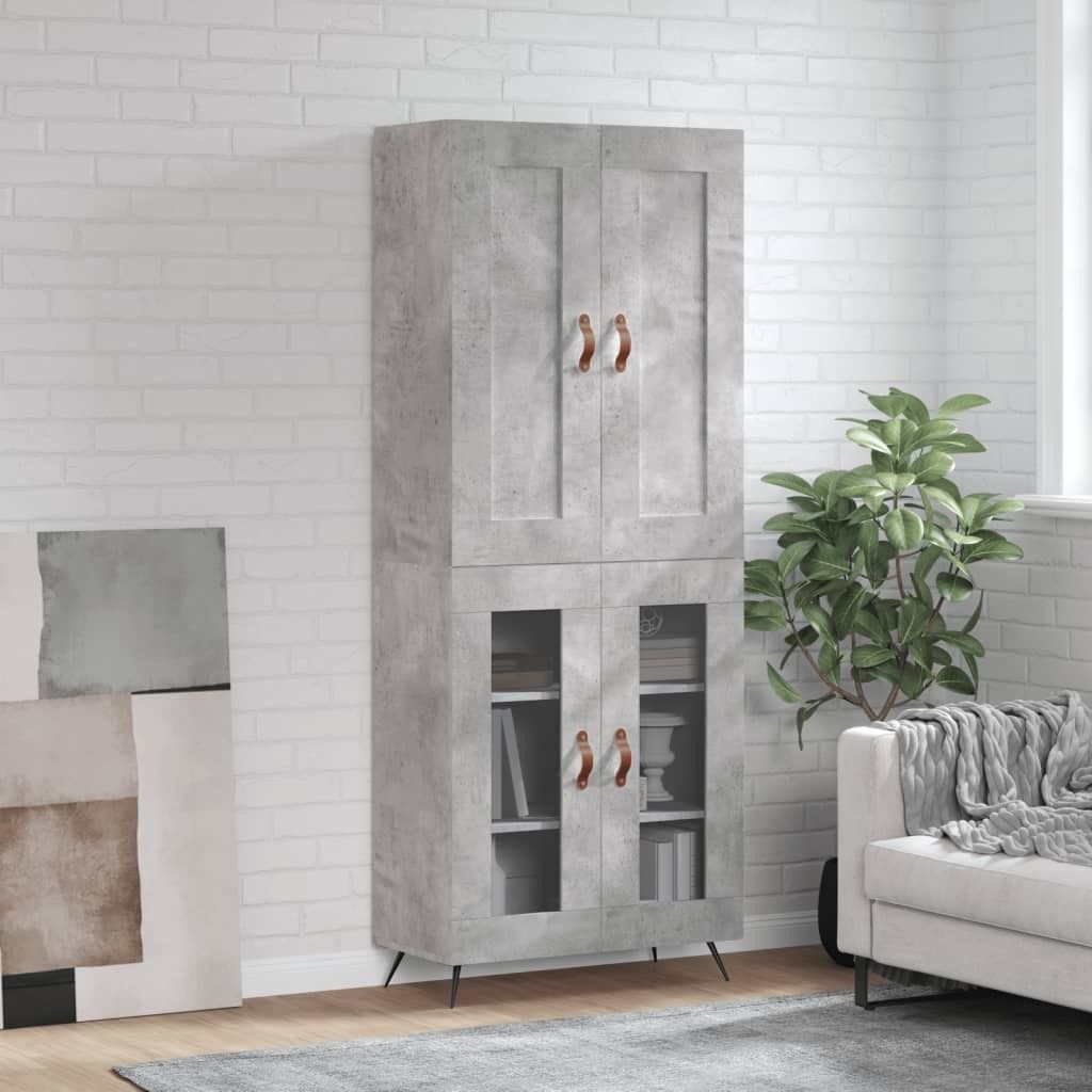 The Living Store Highboard Betongrau 69,5x34x180 cm Holzwerkstoff