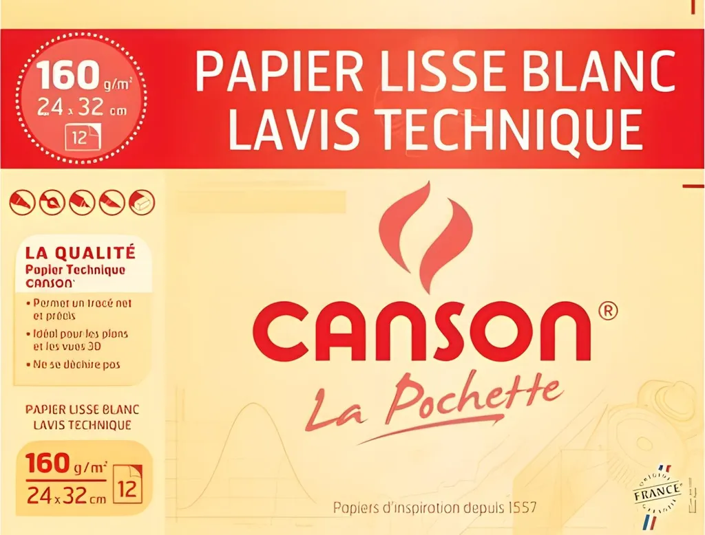 Carta Canson C200037110 per Disegno Tecnico e China - 200g 24x32cm