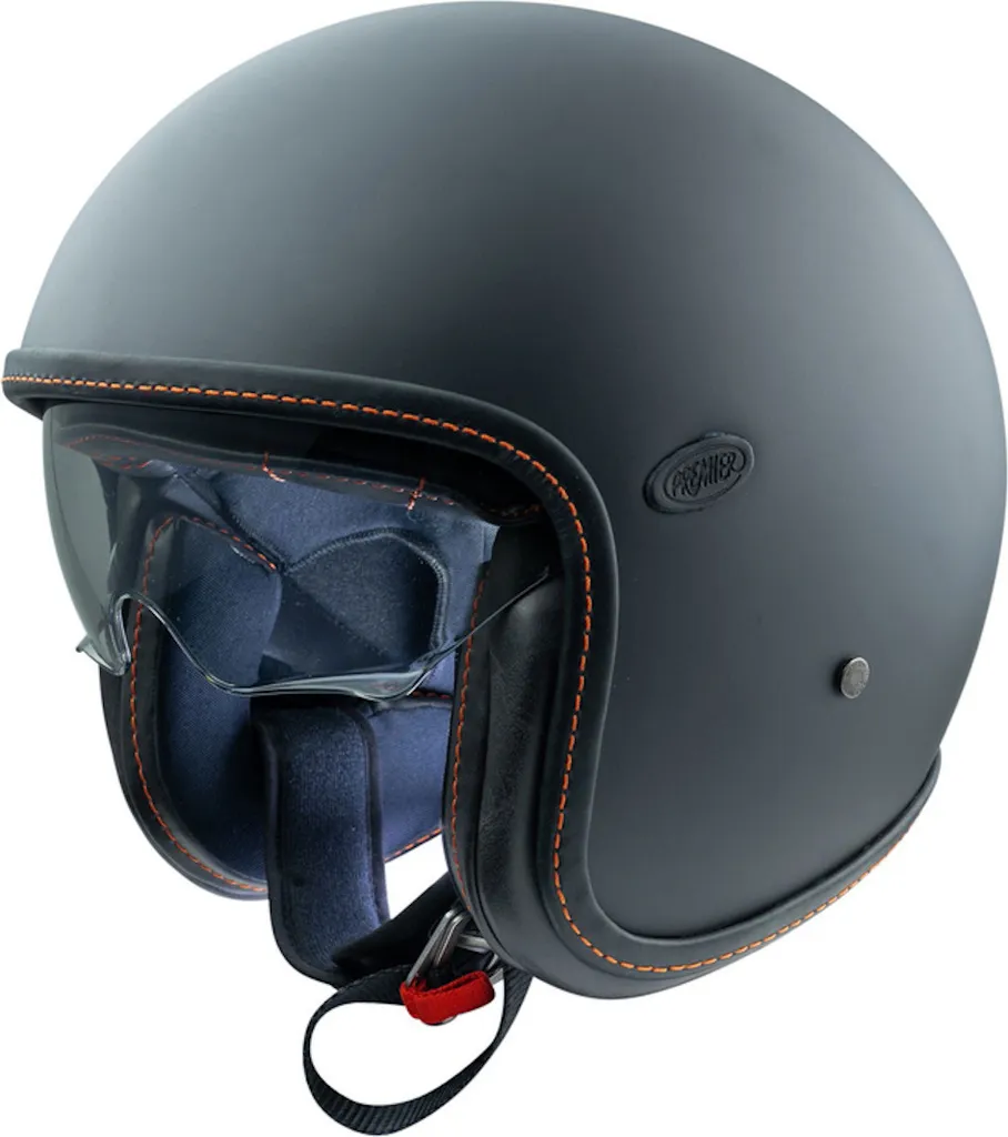 Casque jet Premier Vintage Platinum noir mat : confort et légèreté en S