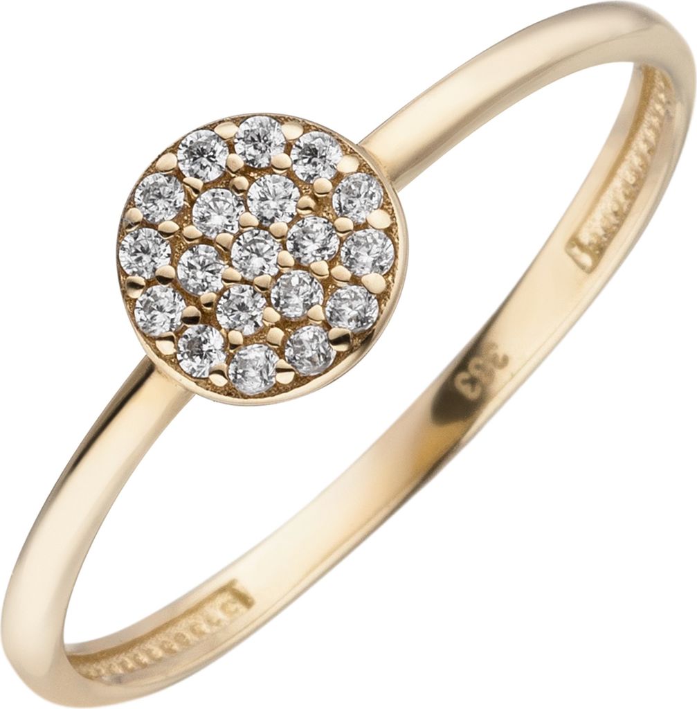 Gr. 50 Damen Ring 333 Gold Gelbgold 19 Zirkonia Goldring