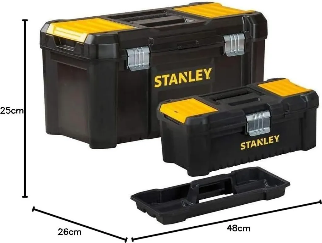 Boîte à Outils Métallique Stanley Essential 19 + 12 avec Fermoirs Inox