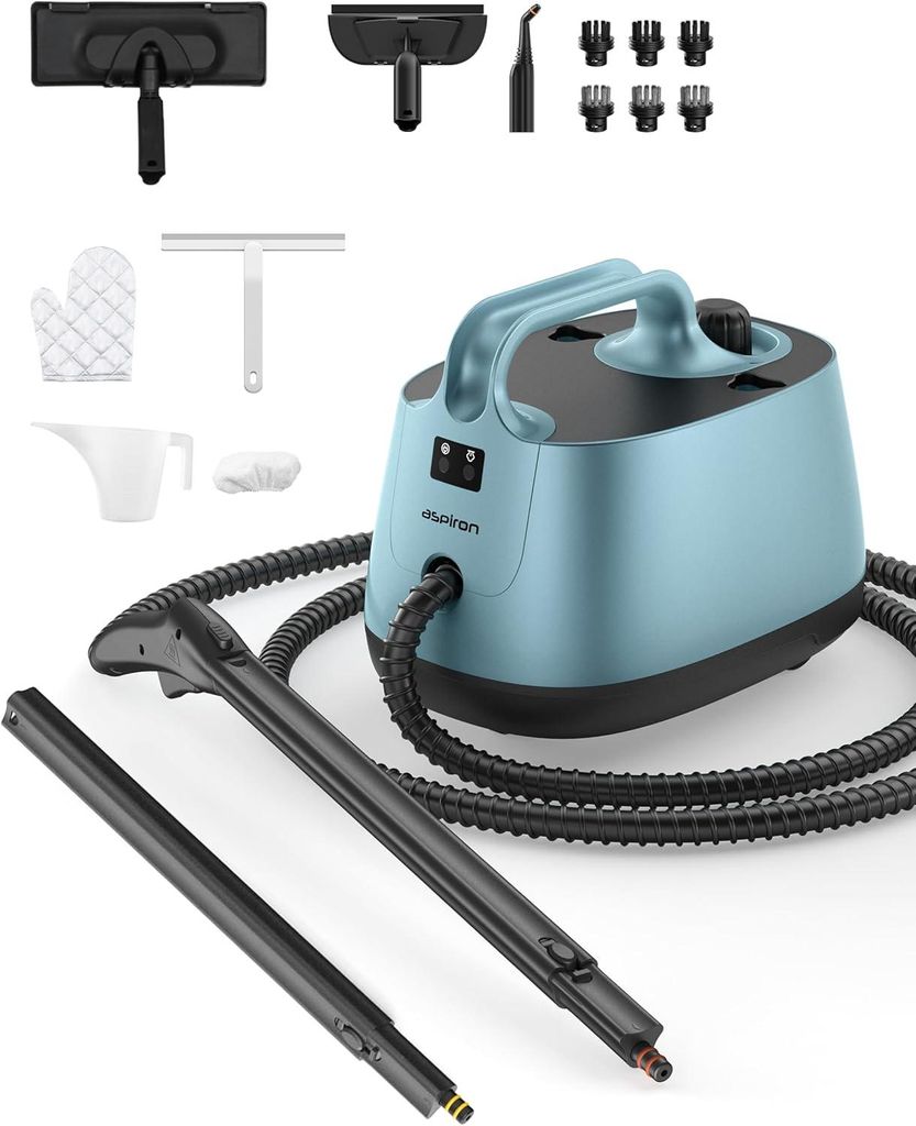 Aspiron Dampfreiniger für Autos, multifunktionaler tragbarer Dampfreiniger mit 21 Zubehörteilen, chemiefrei, Dampfreiniger für Teppiche, Polster...