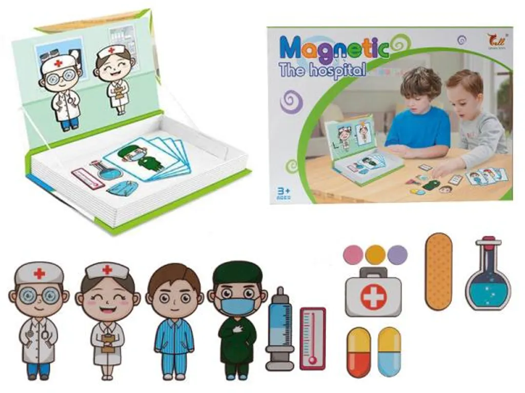 Livre jeu magnétique hôpital de 39 pièces pour apprendre en s'amusant