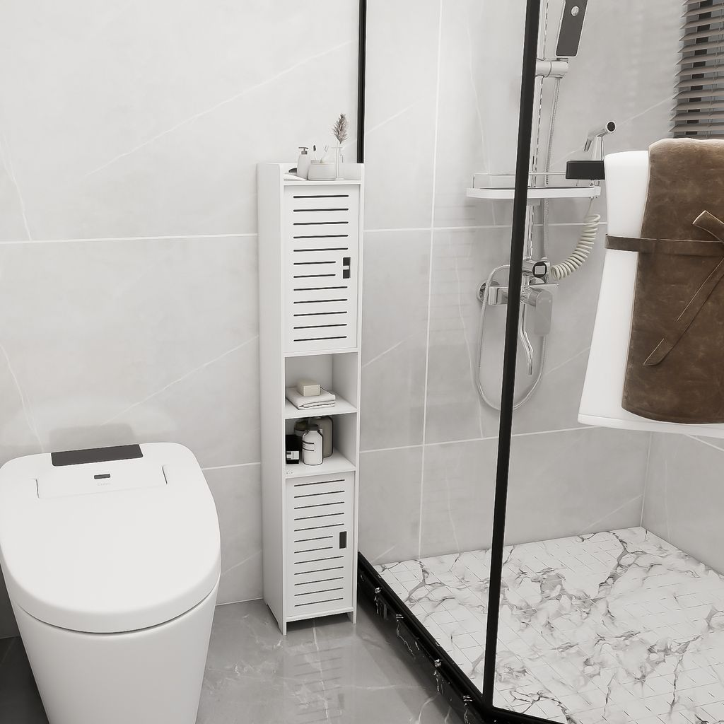 Badezimmer Hochschrank Badregal Badmöbel mit 2 offenem Fach Produktbild 
