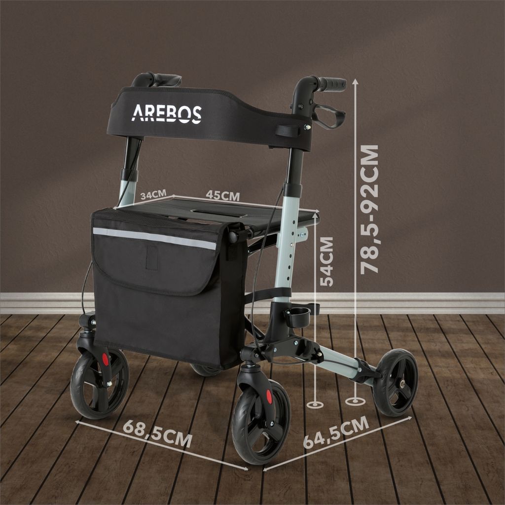 Lekki rollator AREBOS, 6-pozycyjna regulacja wysokości, Zdjęcie produktu 7