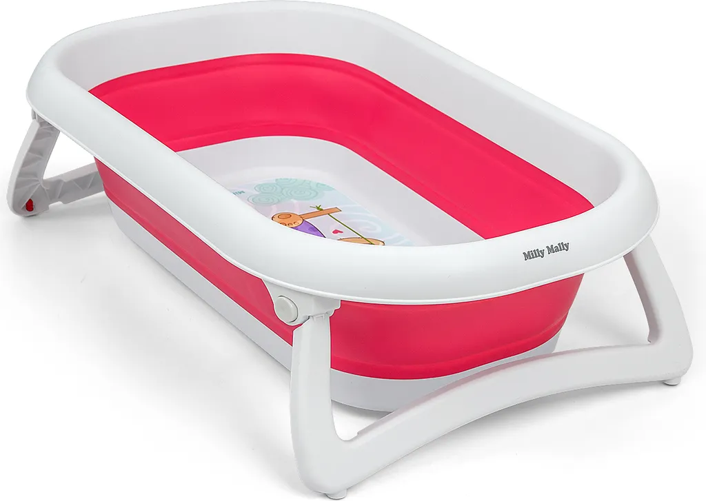 Baignoire Pliable Rose avec Vidange Intégrée Milly Mally Aqua Bébé