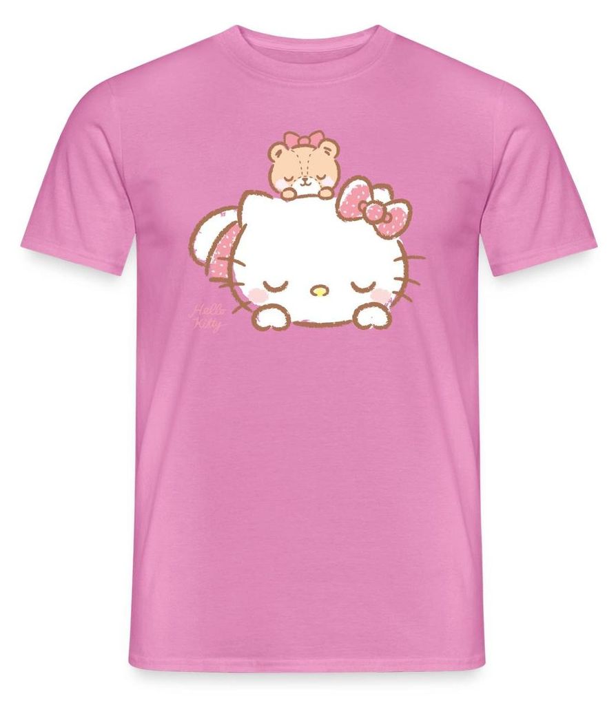 Spreadshirt Hello Kitty Mit Teddy Auf Dem Rücken Männer T-Shirt, S, Pink