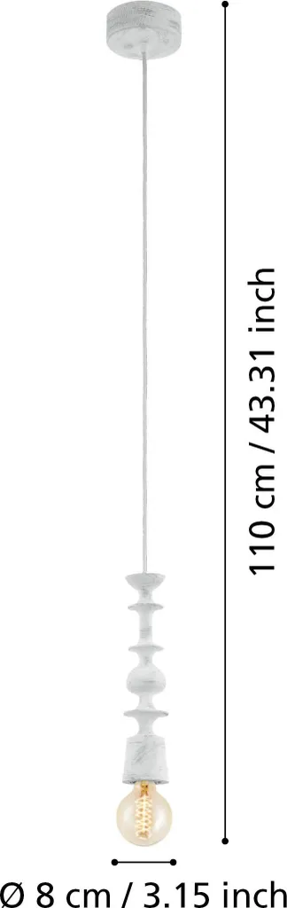 Eglo 49374 Avoltri lampada a sospensione E27 legno bianco-patina - 2