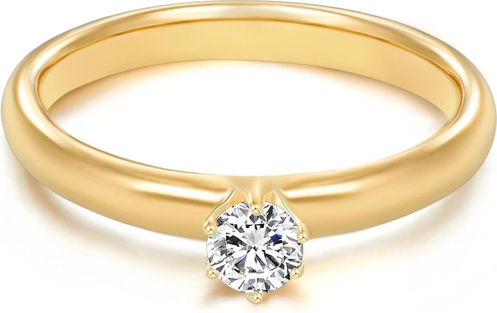 Ring Sterling Silber gelbgold Zirkonia weiß 60