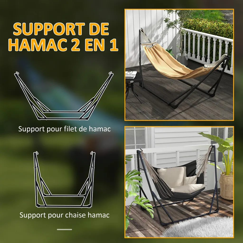 Support Hamac de Jardin et Balcon Pliable - Idéal pour le Camping - 3