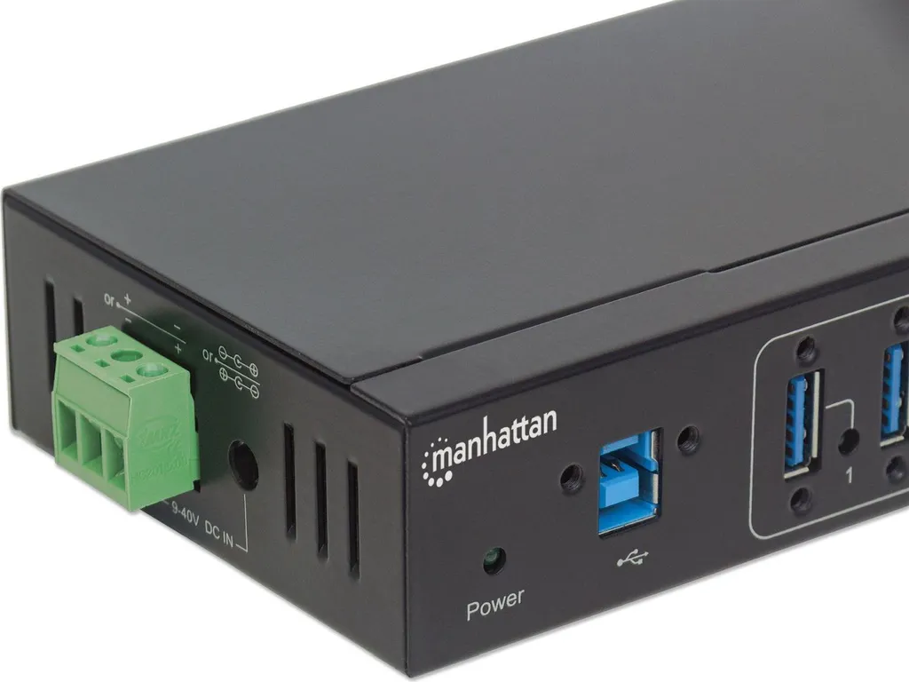 Hub USB 3.0 pour Rail DIN avec 7 Ports pour Automatisation et Laboratoire