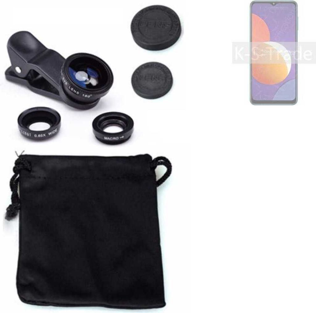 K-S-Trade Smartphone Kamera Linsen Set Kompatibel mit Samsung Galaxy M12 3in1 Clip-On Kamera Adapter Macro Weitwinkel FishEye Fischauge Objektiv Linse