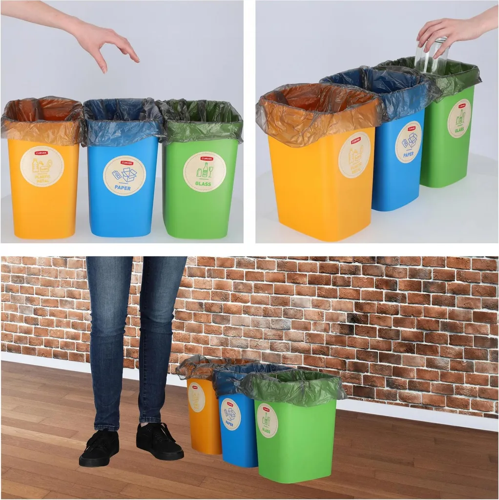 Poubelle de tri sélectif pour organiser vos déchets : pack de 3x10L