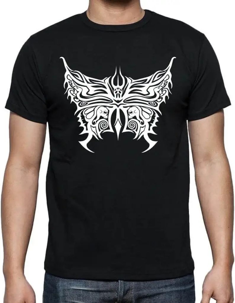 Herren Grafik T-Shirt Tribal Schmetterling Tattoo – Tribal Butterfly Tattoo – Öko-Verantwortlich Vintage Jahrgang Kurzarm Lustige Druck Geburt...
