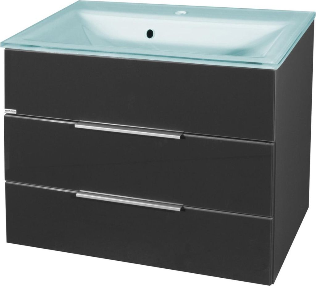 Fackelmann KARA Badmöbel Set 2-teilig 80cm, Anthrazit, Glas Produktbild 