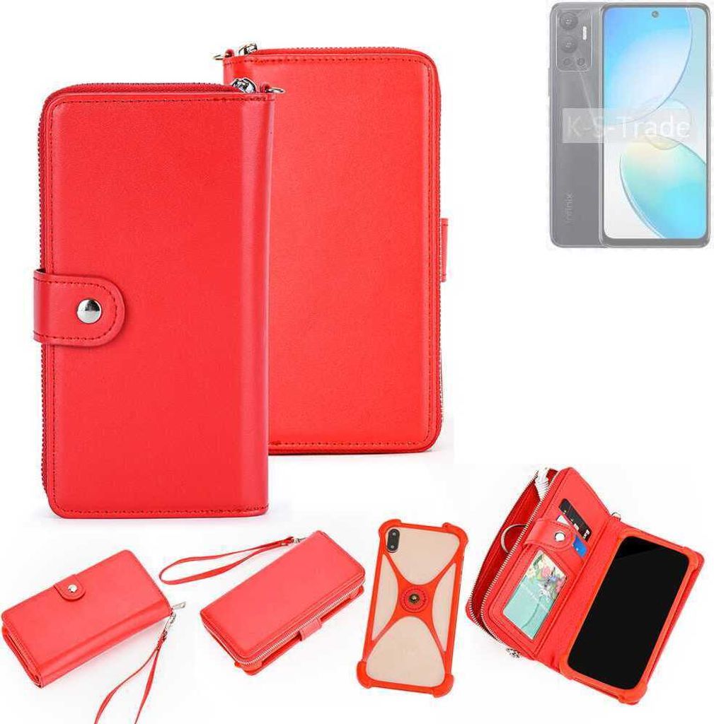 K-S-Trade 2in1 Schutzhülle Portemonnee Handyhülle mit Bumper kompatibel mit Infinix Hot 12i Hülle Case Etui Geldbörse Smartphone rot (1x)